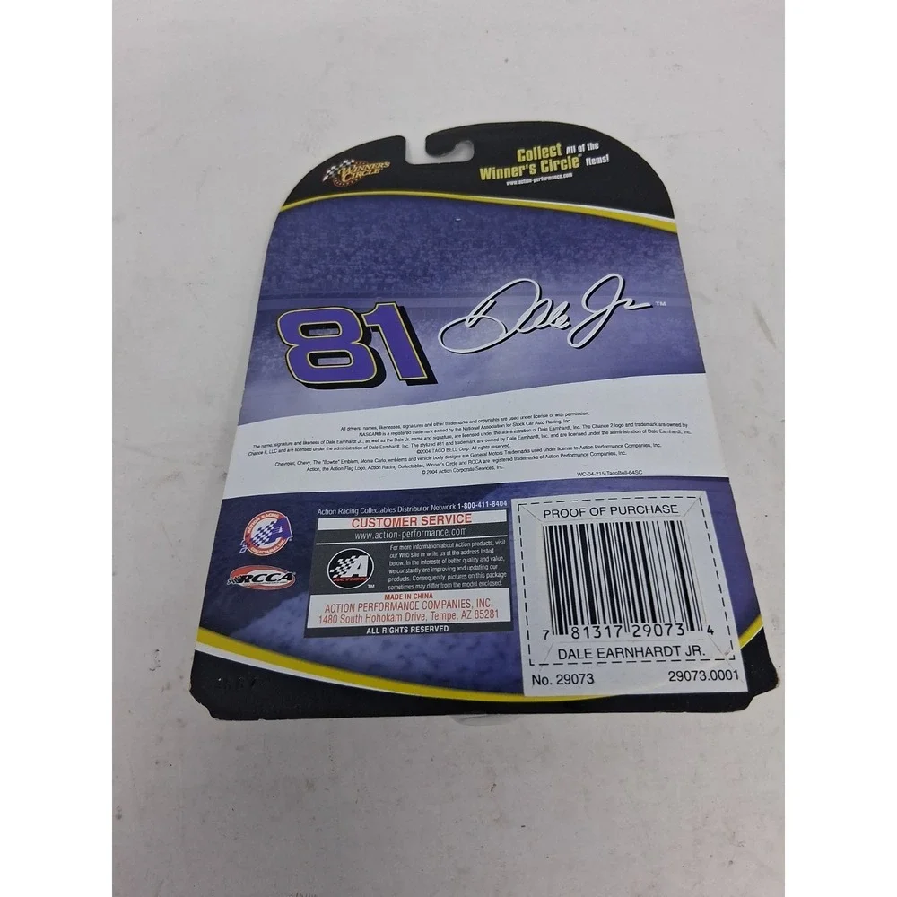 DALE EARNHARDT JR  #81 TACO BELL 1/64 DIECAST W/ HOOD MAGNET DISPLAY.  N